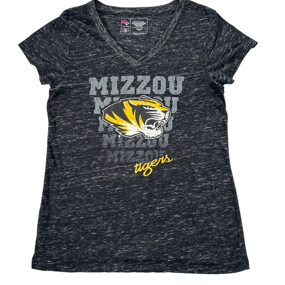 Missouri Tigers Campus Heritage Juniors X-Large Black V-Neck Short Sleeve Tee